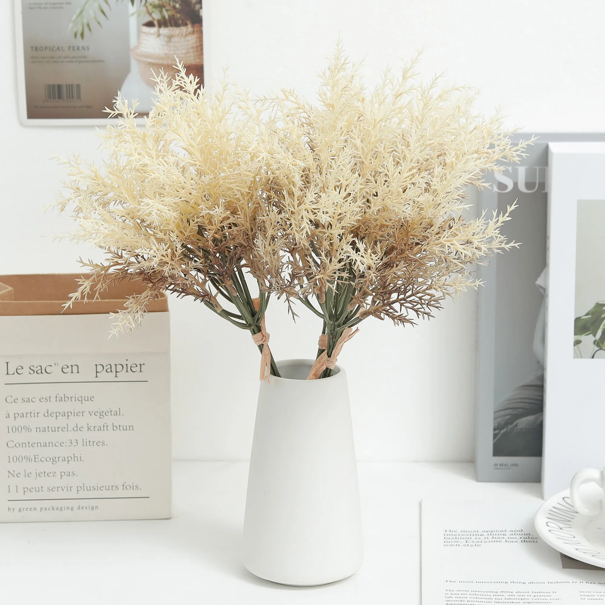 Dried Flower Bunch - Sandy Beige Bundled Wheatgrass Artificial Flower