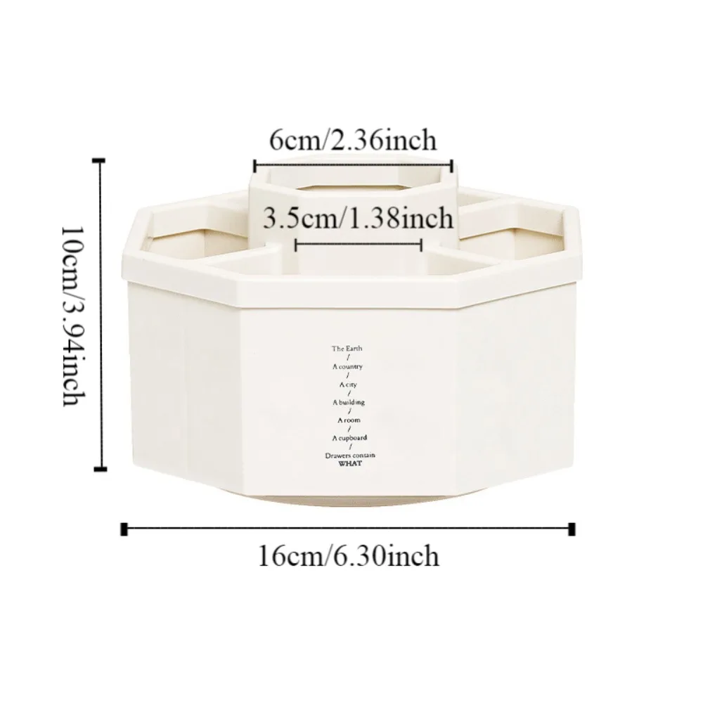 Stationery Organizer 360° Rotating Pen Holder Storage Box Dust-proof Makeup Brush Holder 5-Grid Large-capacity