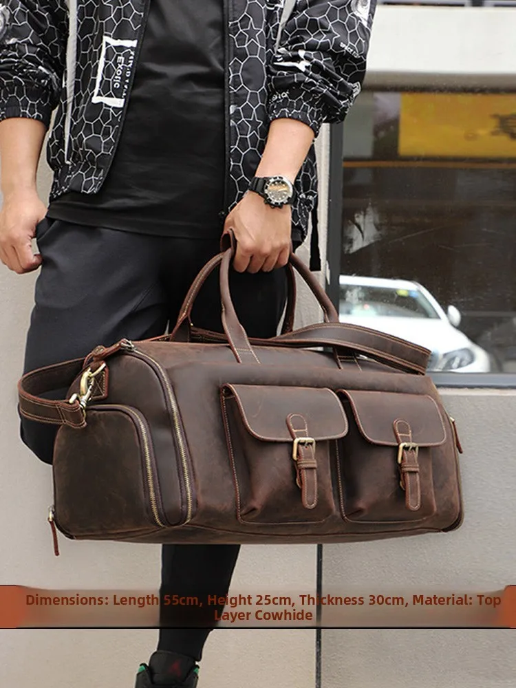 

2025 New Large Capaci Top Layer Cowhide Leather Handheld Travel Bag Men's Busin Trip Bag Faionable Leisure Bag