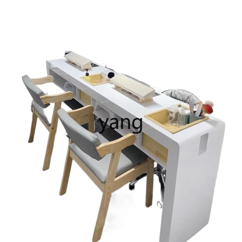 

YJQ manicure table double triple with groove storage box vacuum cleaner manicure table log