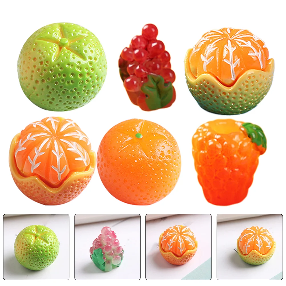 16 Pcs Artificial Fruit Toy False Fruits Prop Decoration Fake Adornment Charms Resin Mini Ornaments Miniature Shop Window