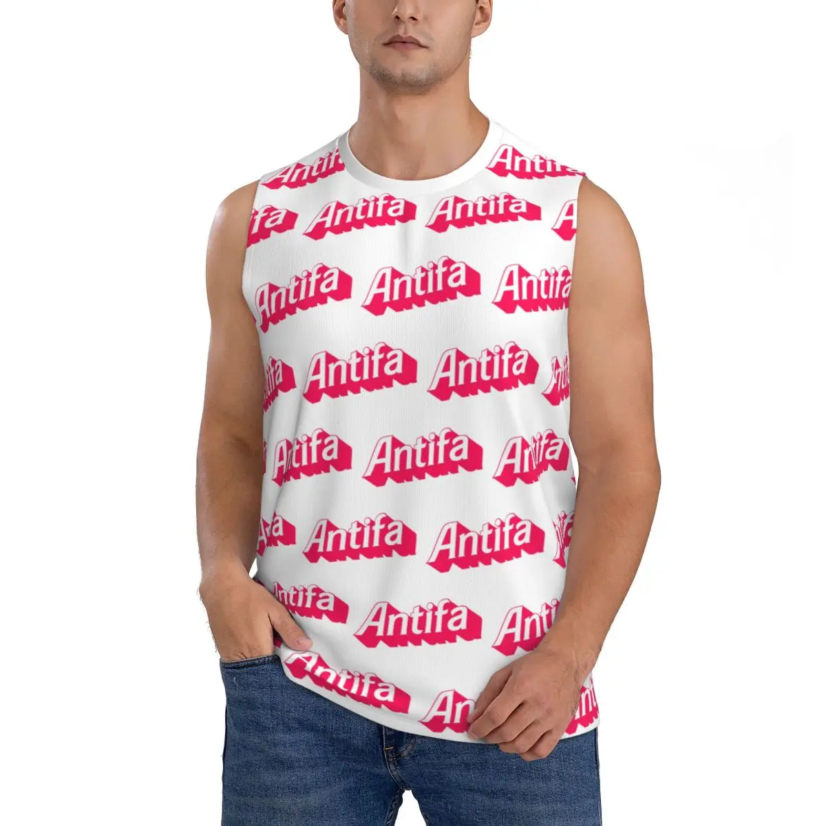 Antifa Men Sleeveless Tank Tops Quick Dry Breathable Gym Fitness Running Summer Casual Sport Vest