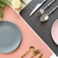 INS Nordic Solid Double Sides Leather Dining Mat Heat Insulation Placemat Home Waterproof Oil Proof Hotel Rectangle Pad - Image 3