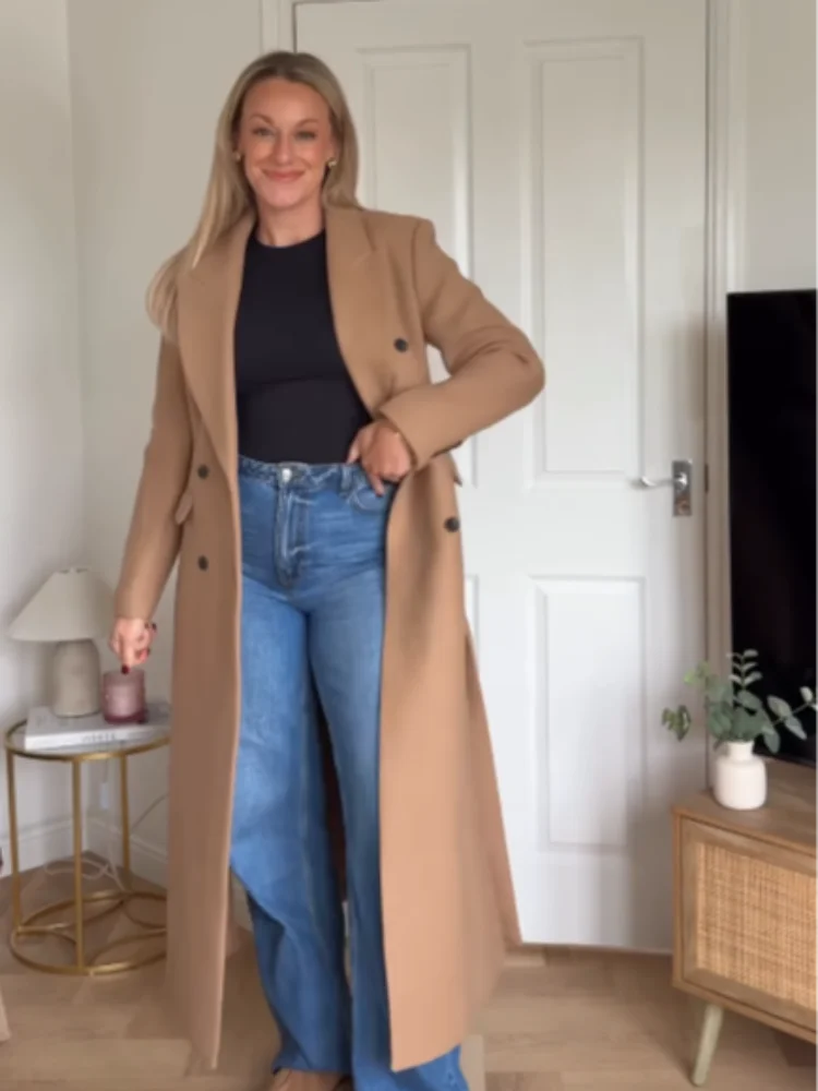 

Women Elegant Woolen Overcoat Fashion Solid Lapel Full Sleeve Single Breasted Loose Coats Lady Winter Daily Commute Jacket