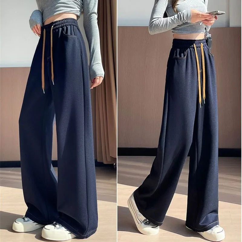 Korean Women Velvet Wide Leg Soft Jeans Autumn Femme High Waist Denim Pantalons Lady Large Size 5XL Cowboy Straight-leg Trousers