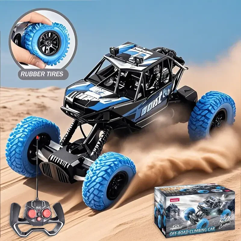

Remote control car with colorful flashing lights, rubber wheels, off-road toy car suitable for Christmas children's gifts
