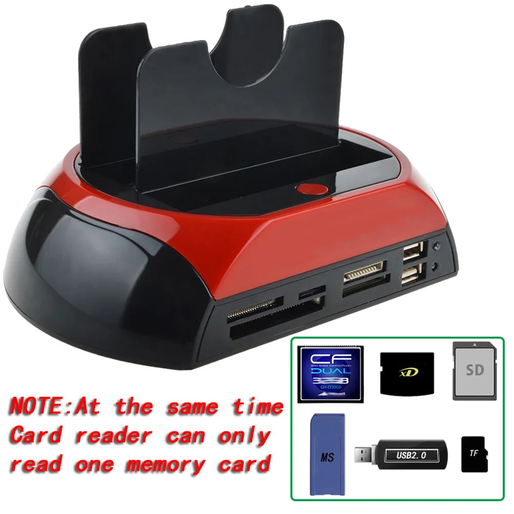 

Dual Port Usb 2.0 Docking Station Hard Drive Reader Multi Function Clone Support Offline Cloning Esata Power Led