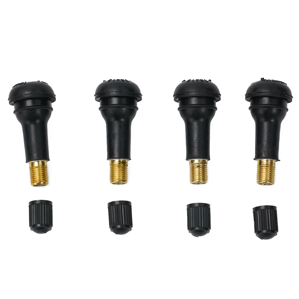 4X Universal TR413 Snap-in Car Wheel Tyre Tubeless Tire Valve Black Rubber Stems Dust Caps Wheels Tires Parts Valve Caps