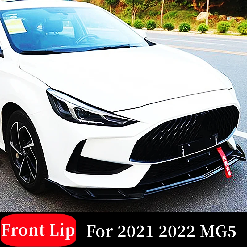 

For MG5 2021 22 Car Front Bumper Lip Chin Spoiler Splitter Diffuser Bodykit Protection Guard Deflector Black Carbon Accessories