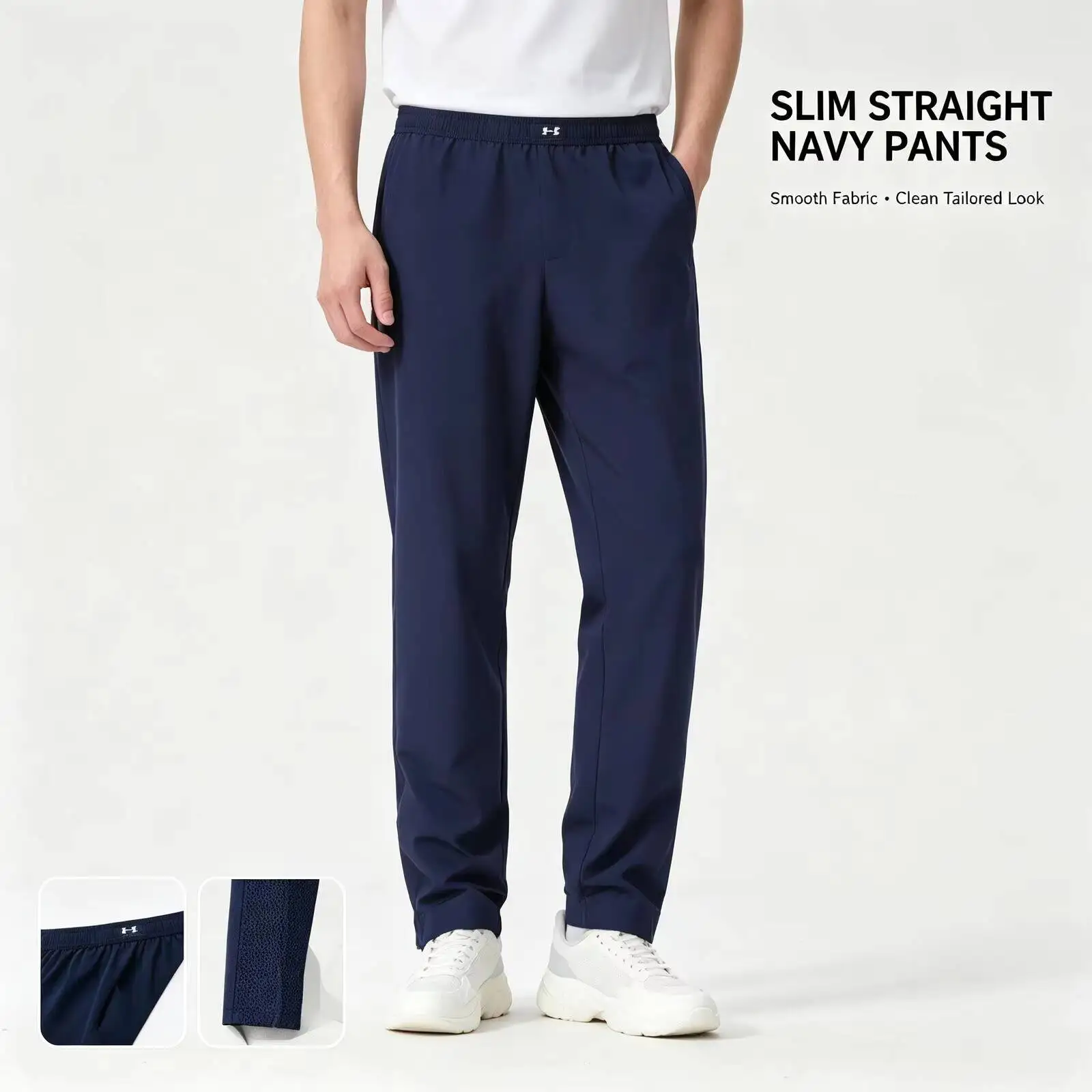 New Under Armour Navy Slim Straight Pants for Women Men Smooth Fabric Casual Trousers Versatile Business Daily Wear 1390150-410