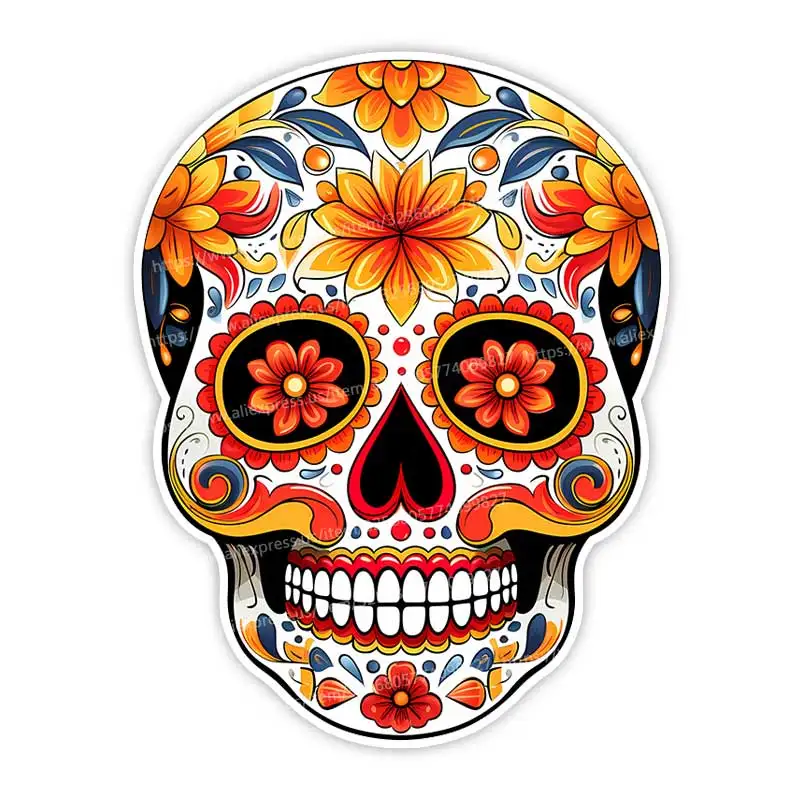 

Car Sticker Sugar Skull Mexican Vinyl Decal Waterproof Rear Window Motorcycle Camper Bumper Truck Laptop Decoration SH808