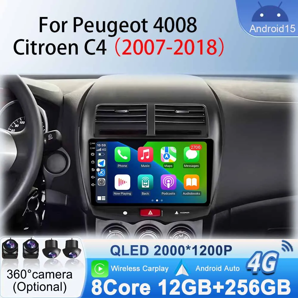 

Monitor GPS Navigation Stereo for Peugeot 4008 Citroen C4 2007- 2018 Car Radio Multimedia Video Bluetooth Player WiFi Android 15
