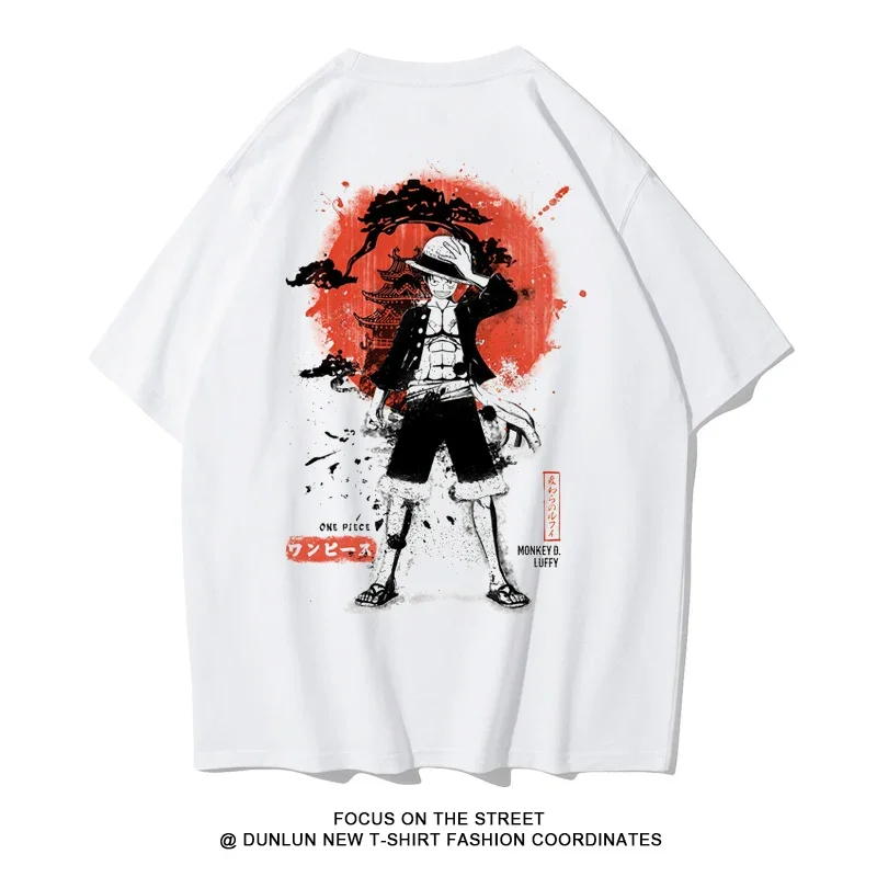 Japanese Animation T-shirt Men and Women Pirate Hunter Sauron Ink Peripheral Half-sleeved Men and Women Loose Cotton Top Casual