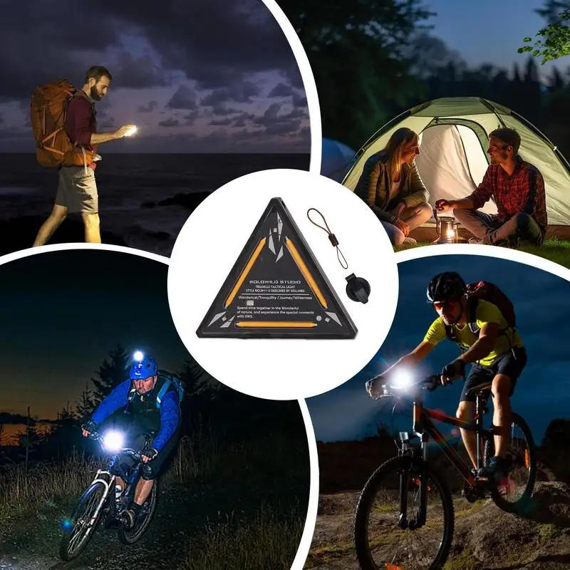 Outdoor Camping Triangle warning badge lighting lamp Portable tool Magnetic Back Design with Hat Clip and Carrying Lanyard