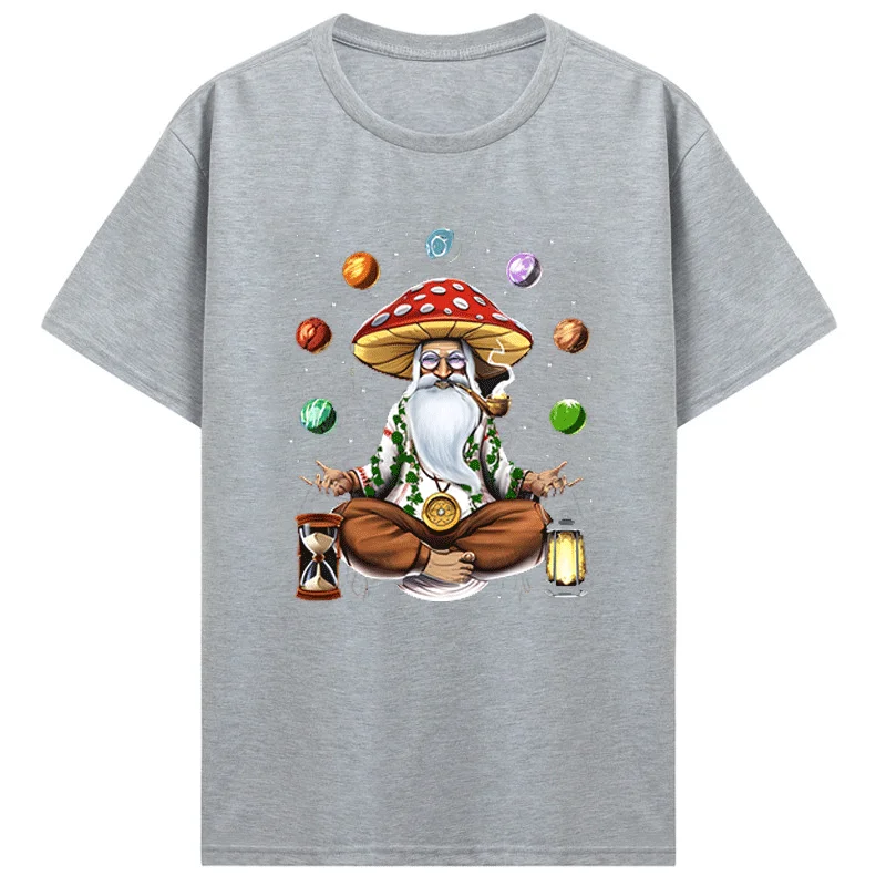 Mushroom Meditation Shirt Psychedelic Mushroom Tee Hippie Shirt Mushroom T-Shirt Botany Clothes Shaman Clothing Cotton T Shirt