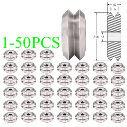 1-50PCS 3D Printer Parts V-Shaped Stainless Steel Pulley 5mm Inner Hole Metal Double V-Wheel