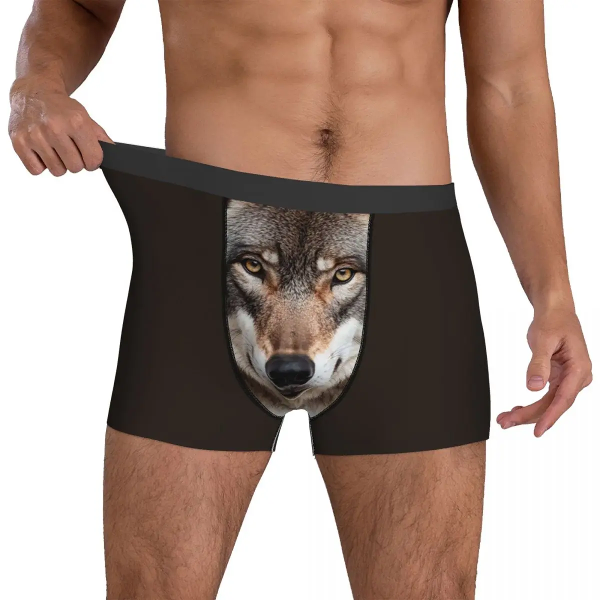 

Wolf Face Underwear Custom Trunk Hot Sale Men's Panties Elastic Shorts Briefs Gift