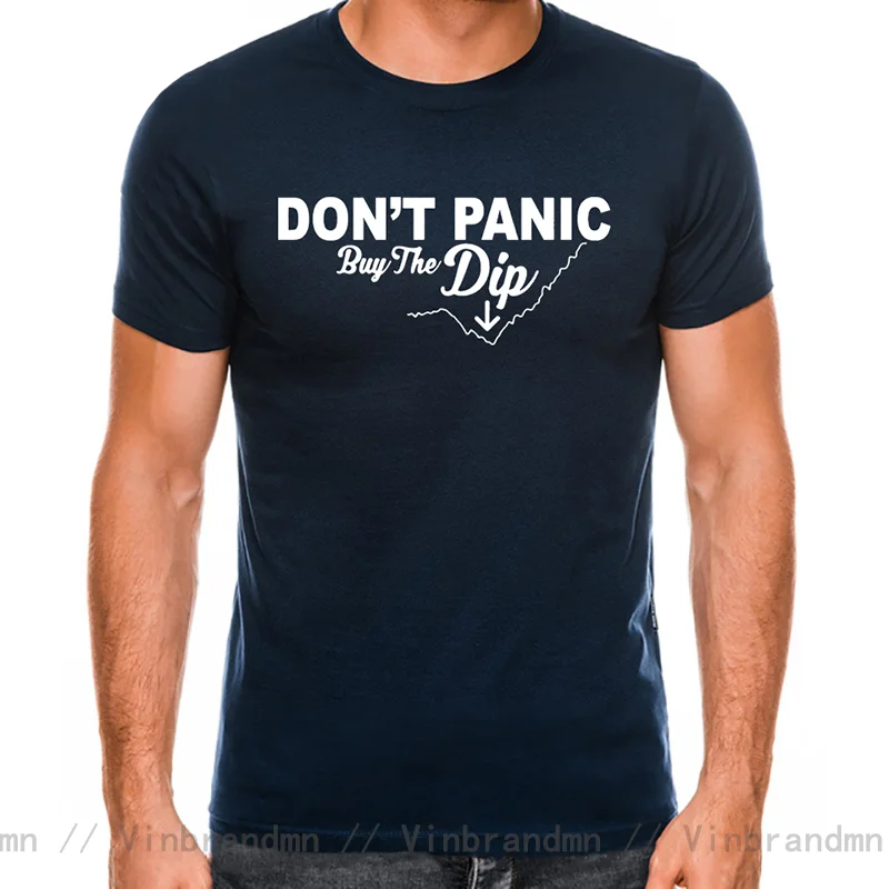 Don't Panic Buy The Dip Cloth Print Oversize T-Shirt Bitcoin Cryptocurrency Dogecoin For Men Fashion Streetwear tshirt camisetas