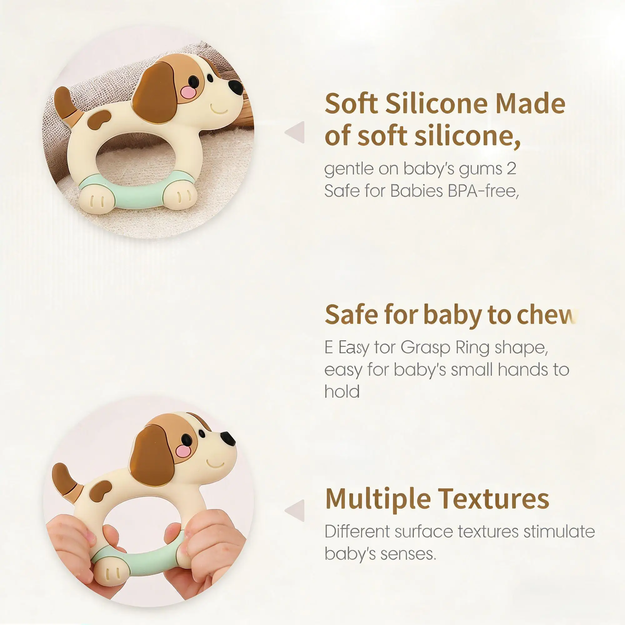 1pcs Silicone Teether Gifts Pacifier Chain Making Cartoon Dog Silicone Teether For Baby Teething Chewing Toys Soft Teether Baby
