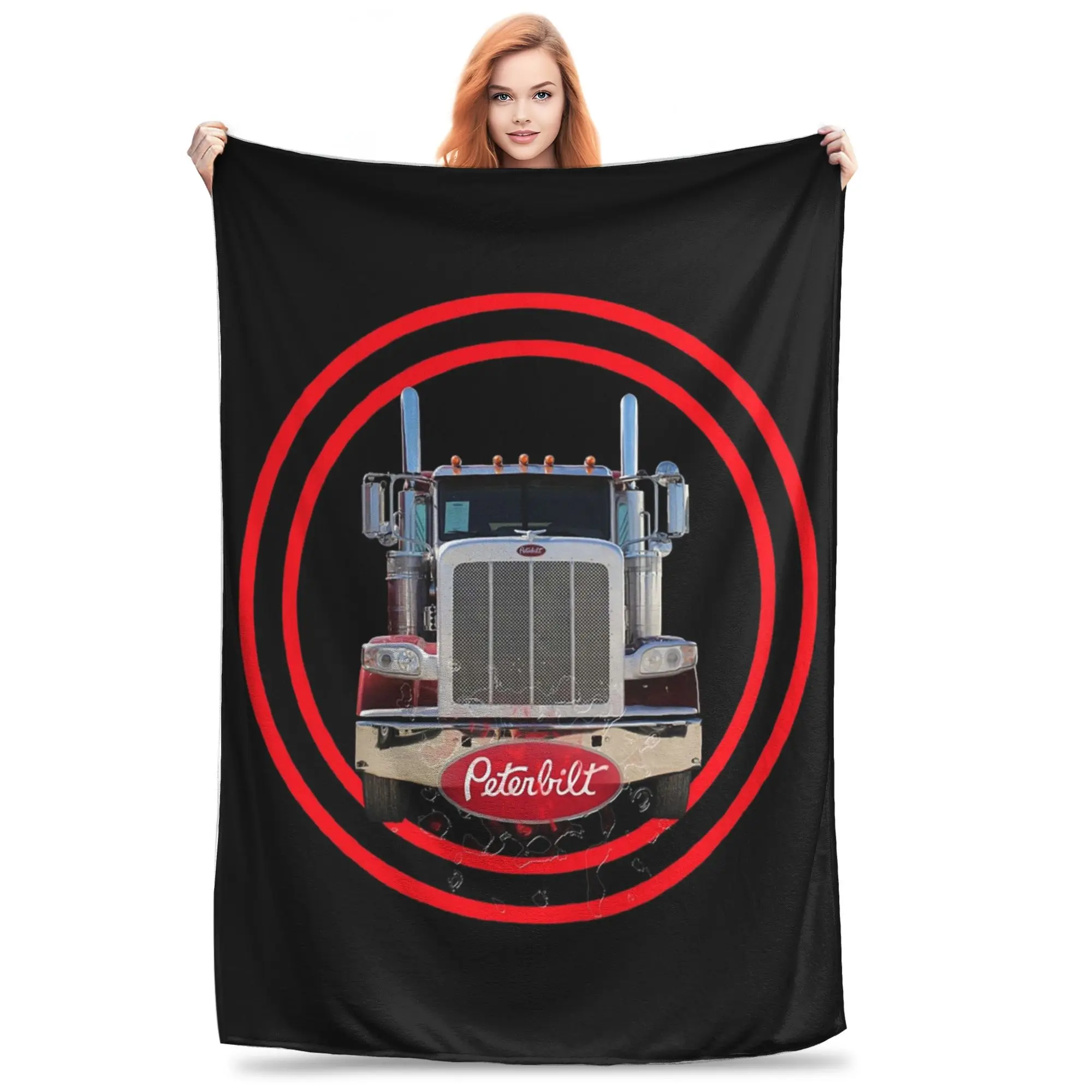 

Truck Logo peterbilt Blankets Soft Warm Flannel Throw Blanket Bedding for Bed Living room Picnic Travel Home Sofa