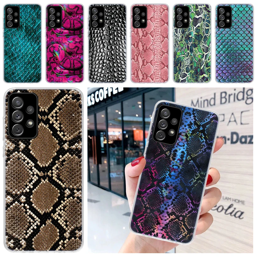 Pink Snake Skin Printing Drawing Soft Phone Case for Samsung Galaxy A51 A50S A41 A31 A21S A11 A71 A70 A40 A30S A20E A10 A6 A7 A8