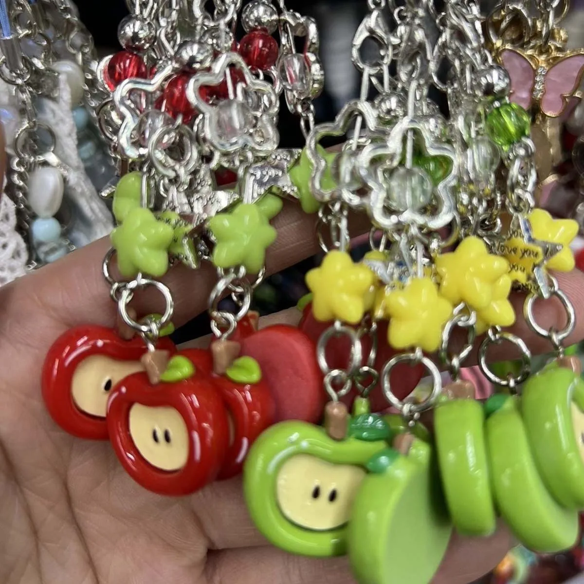 

Кулон с рисунком страз, фрукты, ремешок для телефона для iphone airpods, сделай сам, бусины, подвески ручной работы, цепочка, сумка, браслет