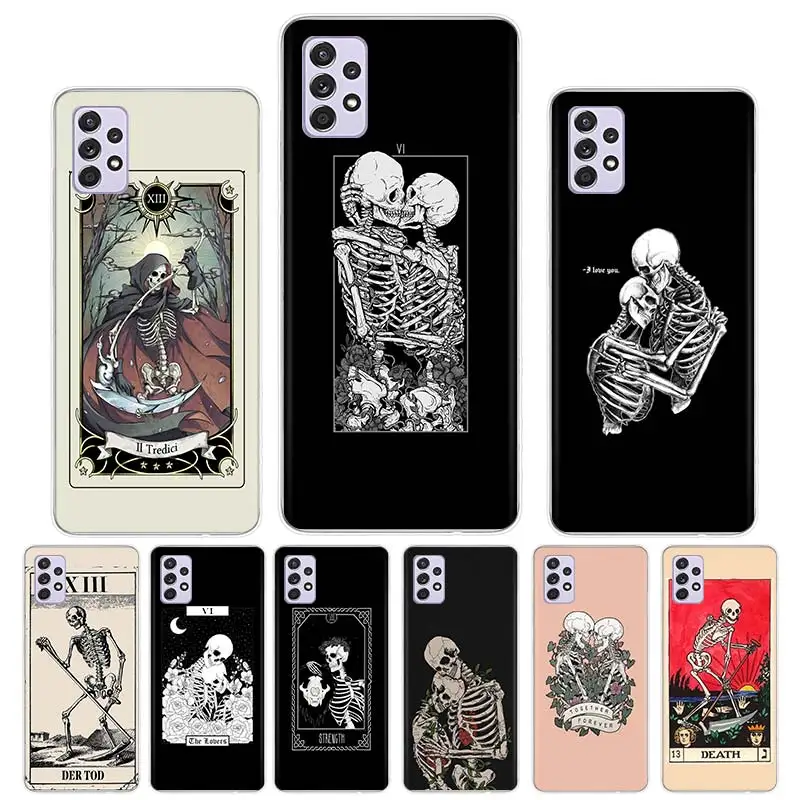 Skeleton Skull Tarot Card Phone Case Cover For Samsung Galaxy A55 A54 A52 A53 A15 A14 A12 A13 A25 A24 A22 A23 A35 A34 A32 A33 A0