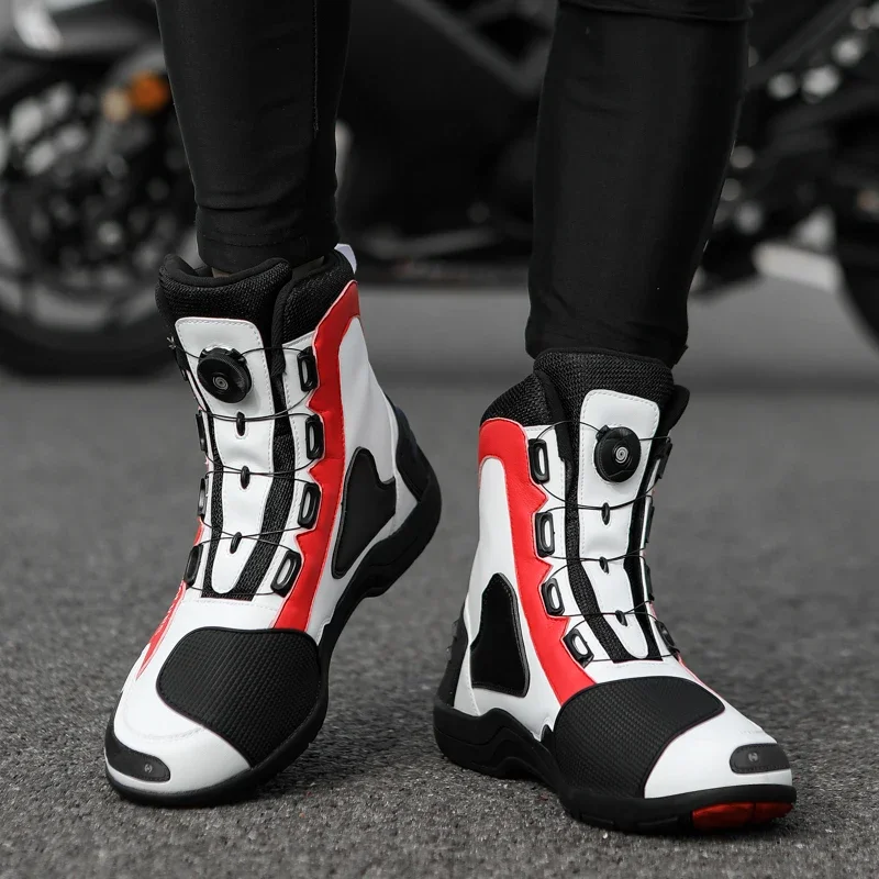 Motorcycle Protective Boots Casual Motorcycle Boots Men's Leather Boots Motorcycle Riding Shoes Non-slip Rubber Soles