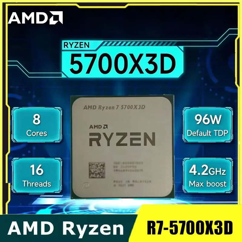 AMD 라이젠 7 5700X3D 8코어 16스레드 3GHz 최대 4.1GHz 105W AM4 DDR4 게이밍 CPU 호환 X570 B550 마더보드 벌크 프로세서 썸네일 6