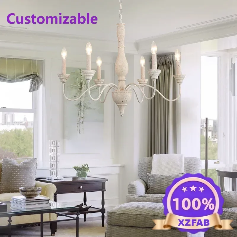Factory Direct 2026 Creative American country French retro old simple wood chandelier living room dining room bedroom clothing