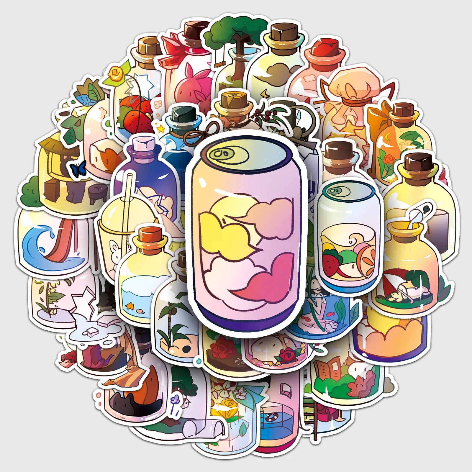 10/30/50PCS Cartoon Cute World Bottle Sticker telefono fai da te Laptop bagagli Skateboard Graffiti decalcomanie divertimento per giocattolo per bambini