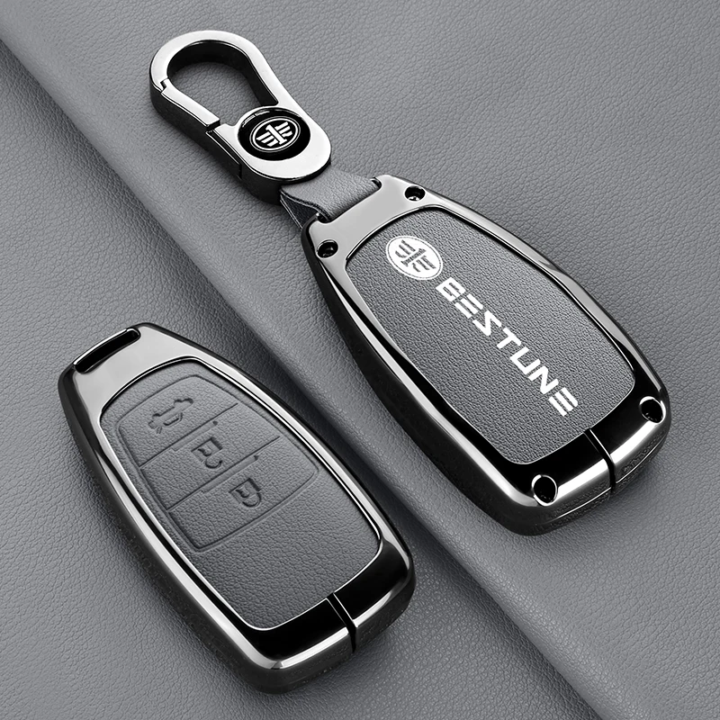 FAW Besturn X80 2018 2019 2020 2021 Key Fob Zinc Alloy Leather Car Smart Remote Key Box Key Case Housing Auto Accessories
