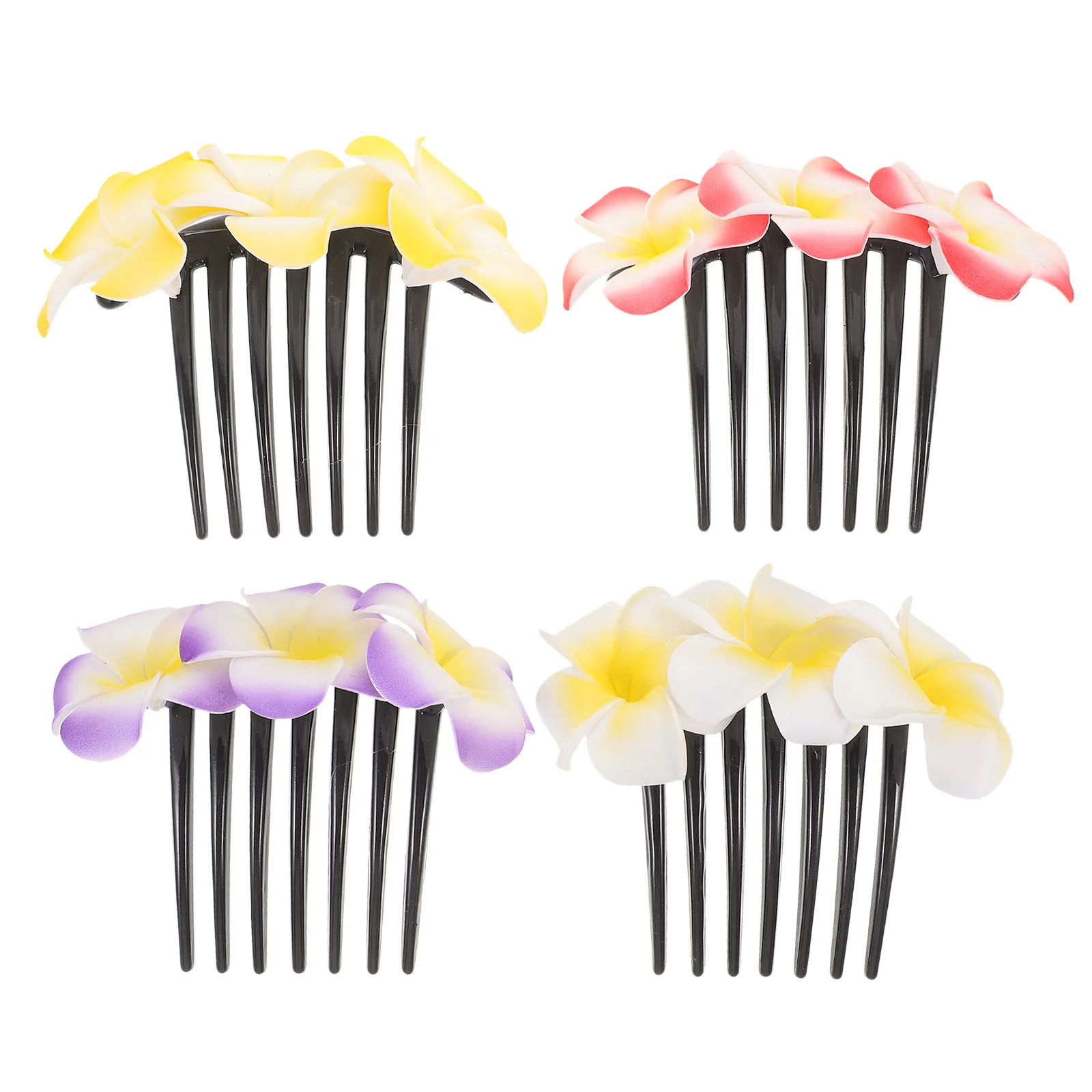 

4Pcs Colorful Flower Hair Comb Clips Lightweight Decorative Side Combs for Women Brides Wedding Prom Formal Hair Accessories