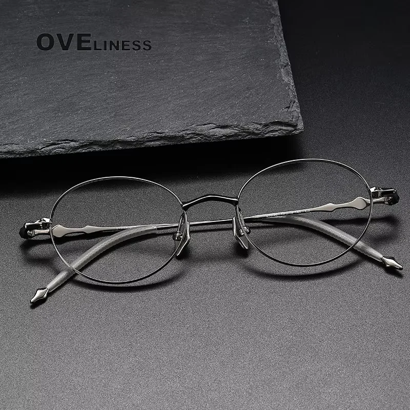 pure Titanium Glasses Frame Women Vintage Round Myopia Optical Prescription Eyeglasses Frame Men New Titan Eyewear Spectacles