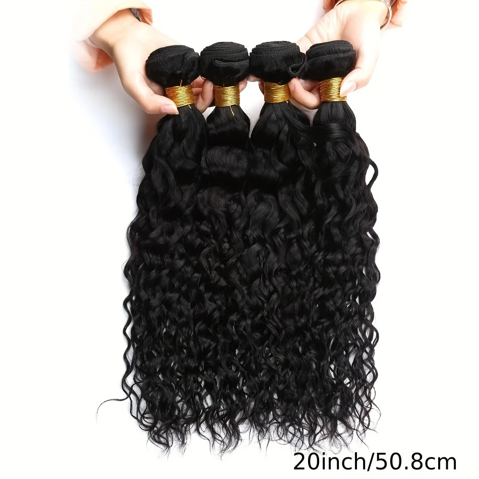 4 حزم موجة المياه في بيرو 100% وصلات شعر بشري لحمة مزدوجة 100% شعر بشري شعر مموج مائي أسود طبيعي للنساء