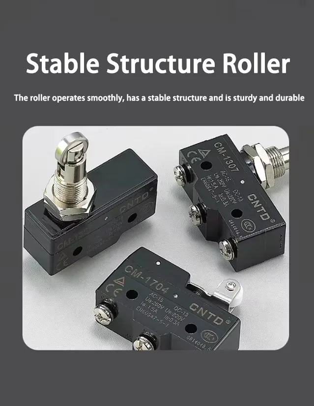 CNTD CM-1303 CM-1303N Limit Switch Plastic Roller Lever 1NO 1NC Snap Action 15A 250V Micro Switch CNC Industrial Automation