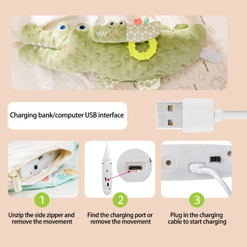 Oreiller en peluche au beurre pour bébé, chargement USB, électrique, anti-sursaut, apaisant, jouets, nouveau