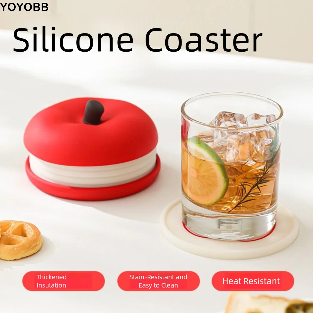 

Convenient Creative Fruit Shape Coasters Set Anti Scald Stackable Nonslip Cup Mat Novelty Reusable Drink Insulation Pad Cafe Use