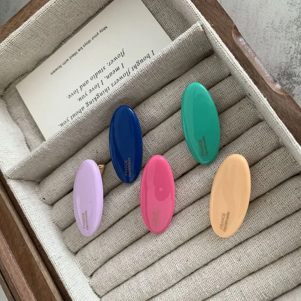 

Color Small Hairpin Bangs Clip Geometry Shape Y2K Korean Style Headwear Female Hair Accessories Girl Hair Clip Oval Hairpin