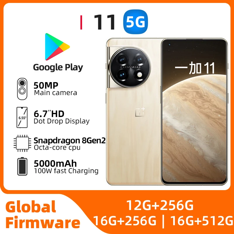 OnePlus-teléfono móvil OnePlus 11 5G, versión Global, 16GB, 256GB, Snapdragon 8 Gen 2K, Pantalla AMOLED de 120Hz, carga de 100W, 5000mAh, NFC, usado