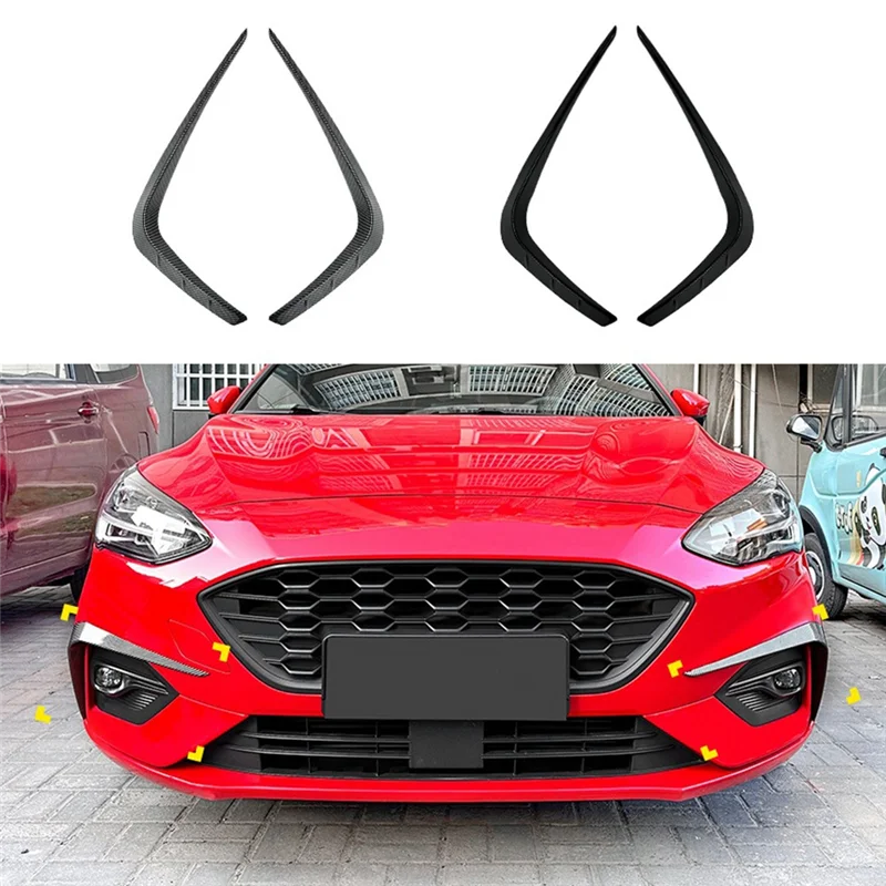 A21F-Car Front Bumper Lip Splitter Spoiler Strips For Ford Focus ST Line 2019-2022 Front Air Knife Trims