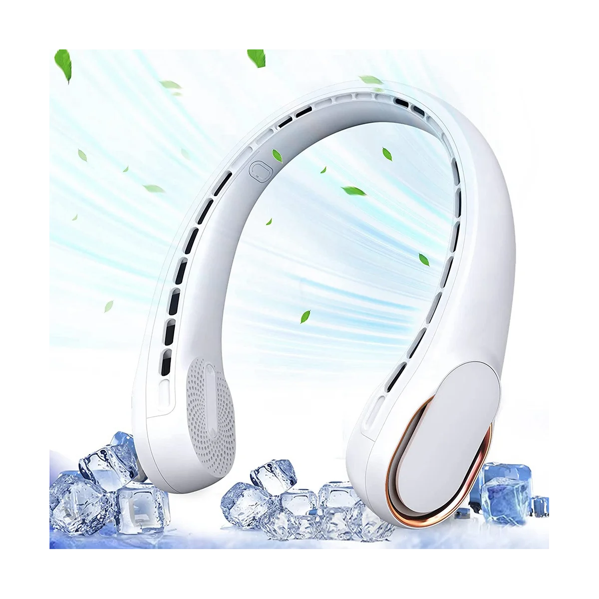 Neck Fan, Bladeless Neck Fan, USB Rechargeable Personal Fan, 3 Speeds Adjustable,Faster Cooling, Ultra Quiet White