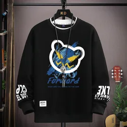 Autumn Men's Black Sweatshirts Home Casual Clothing Cool Bear Sportswear O Neck Long Sleeved T-shirt Harajuku Men Clothing 2024