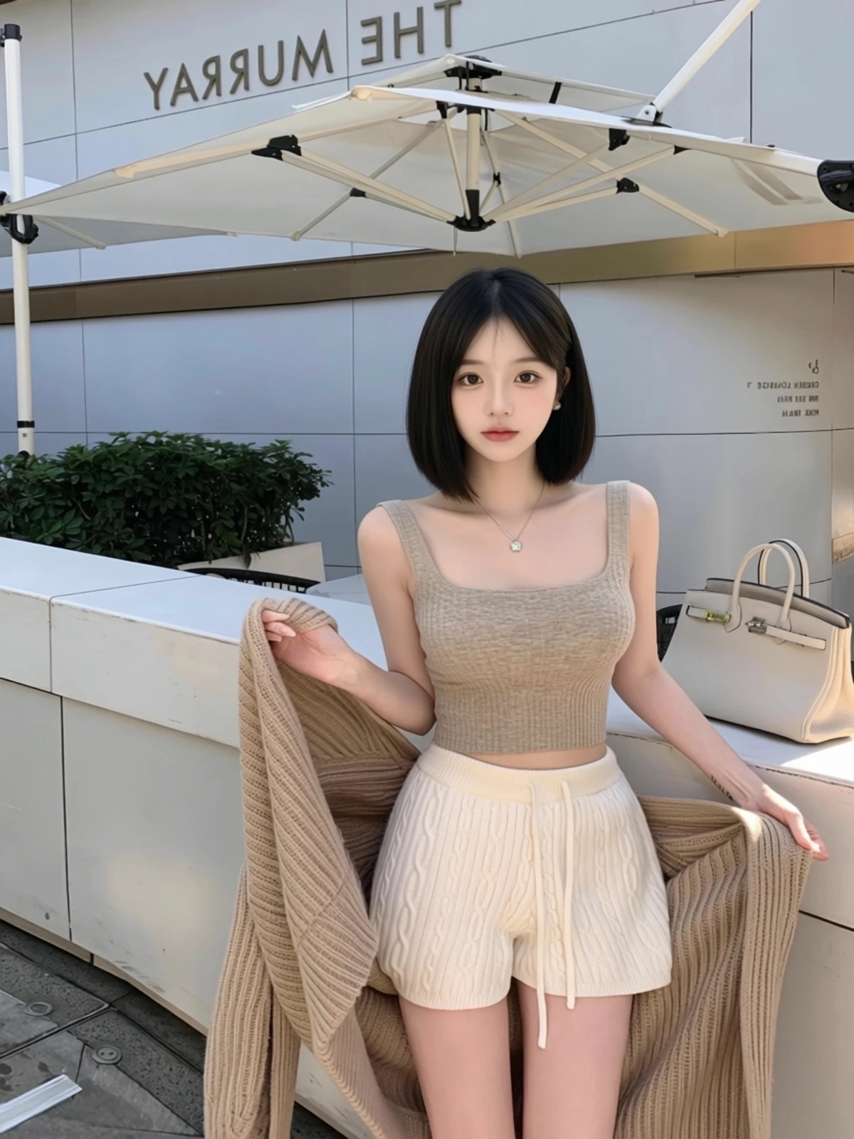 CHIYOU Blind Buy Basic Knitted Striped Wrap Vest Women's Commute Style Backless Slim Fit Short Length  Color U-Neckline