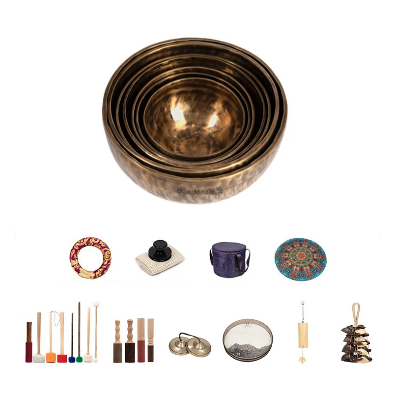 Nepal Full Moon Singing Bowl Set Meditation Handmade Copper Sound Bowl Sound Healing Yoga Singing Bowls Original Tibetan Bowl
