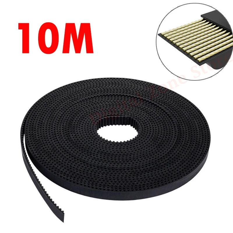 10 Meters GT2 Timing Belt 6mm Wide 2mm Pitch Rubber OPen Cotton Rope 10M Black for 3D Printer & CNC