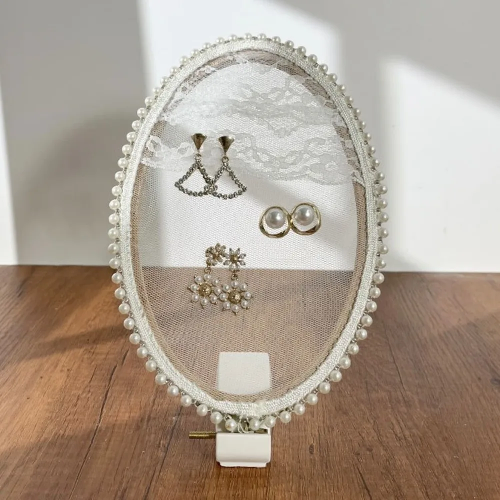 

Wooden Frame Embroidery Lace Earrings Stand Flower Macrame Ear Studs Holder Plaster Base Pearl Jewelry Display Rack