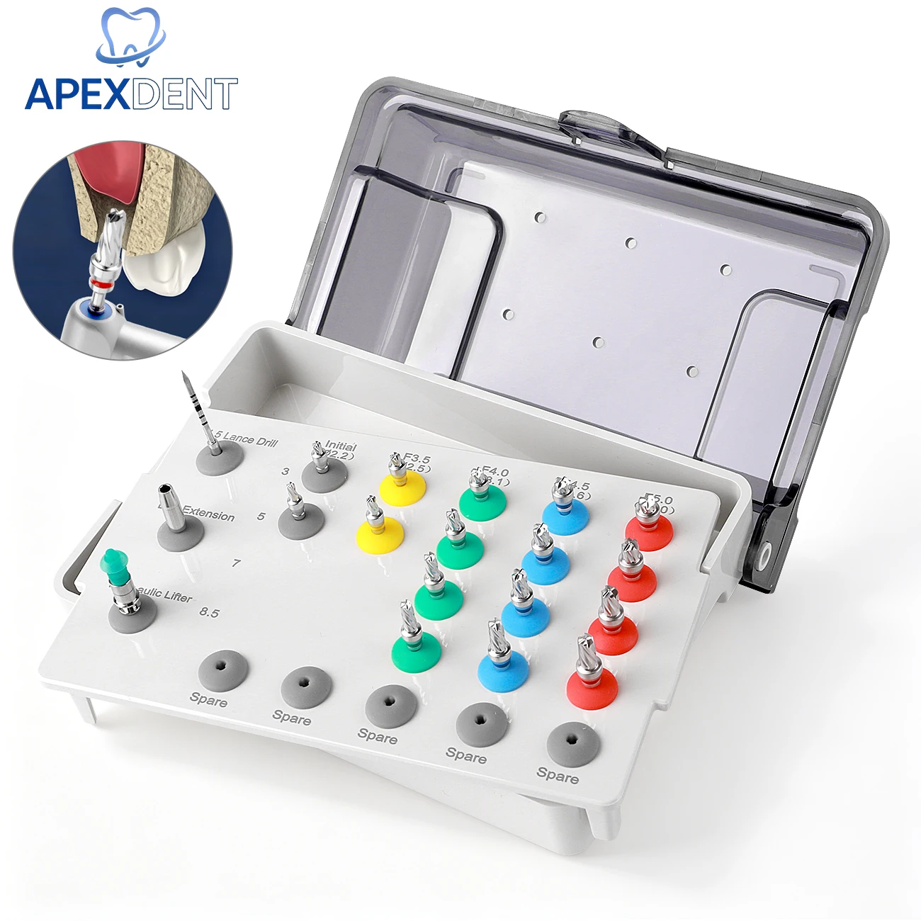 1Set Dental Easy Bone Compaction Kit Sinus Lift Bone Surgical Kit for Hiossen Soft Bone Compatible with Lance Drill
