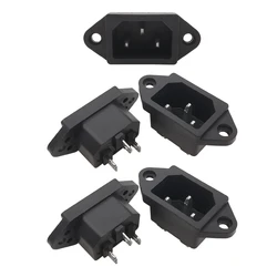 IEC 320 C14 Male Plug Panel Power Socket Connector 3 Pin IEC Plug Panel Mount Power Interface Socket Connector AC 250V 10A