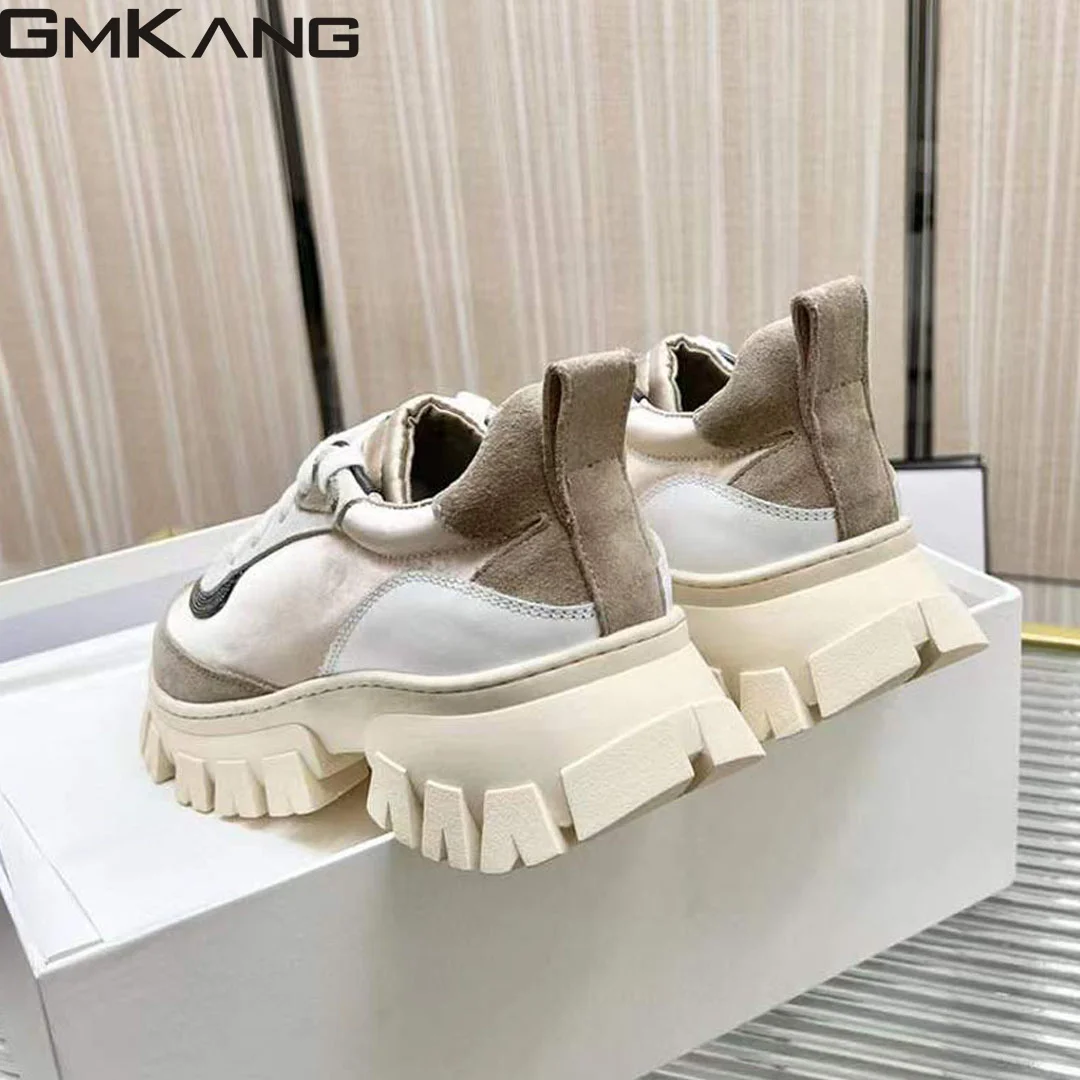 Spring Sneakers Women Round Toe Lace Up Chain Decoration Outdoor Running Shoes Woman Patchwork Casual Flat Sports Shoes Woman